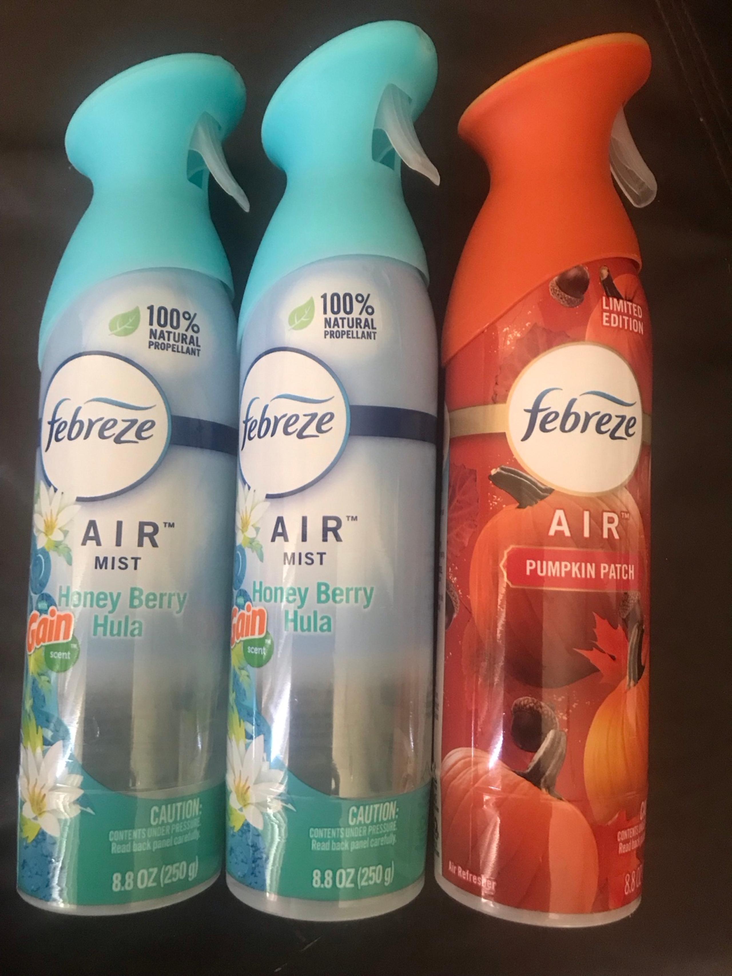 3-Febreze Air Mist Air Freshener Spray 2 Honey Berry Hula & Pumpkin Patch NEW