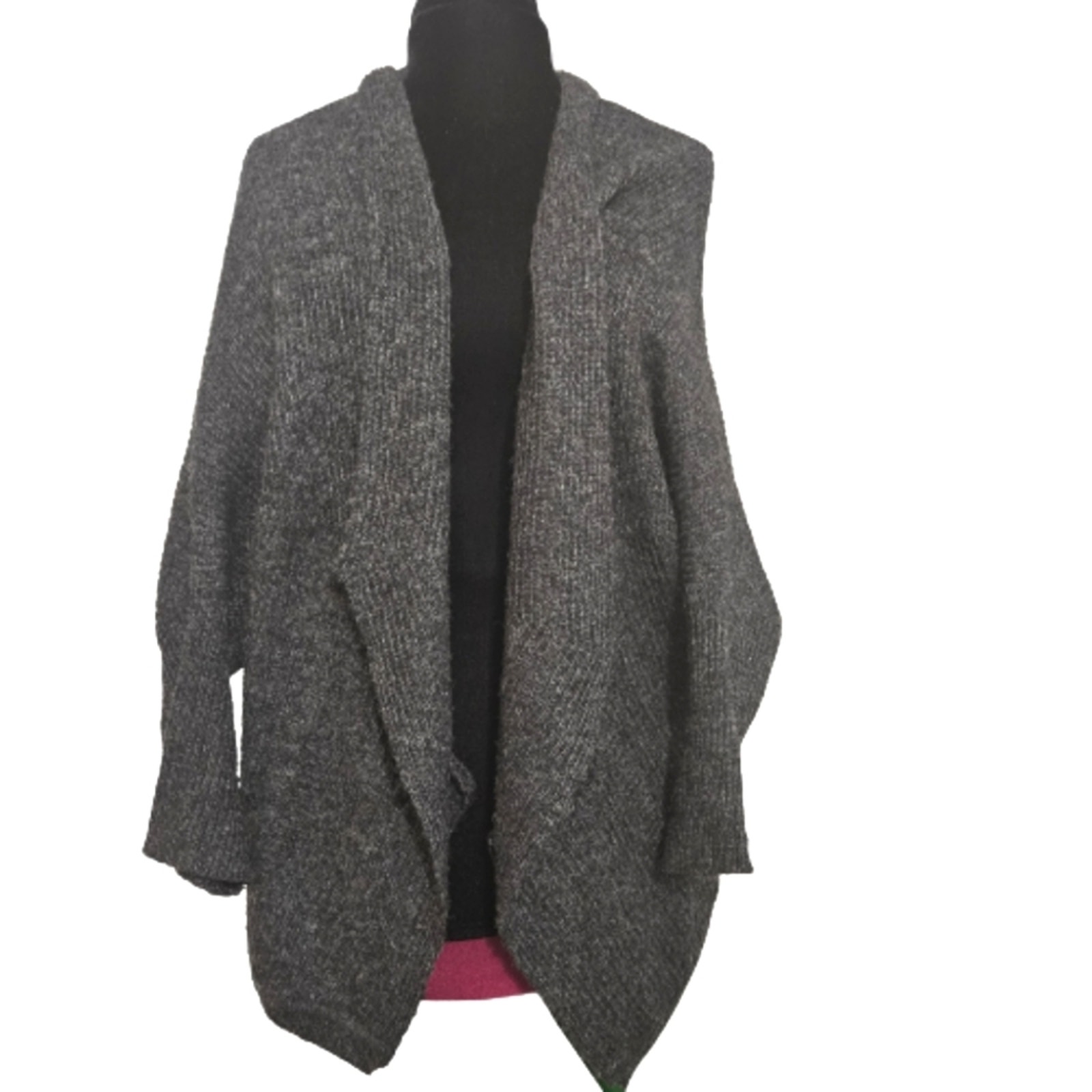 Sleeping On Snow Wool Blend Oversized Drop Shoulder Gray Cardigan Sweater Size S