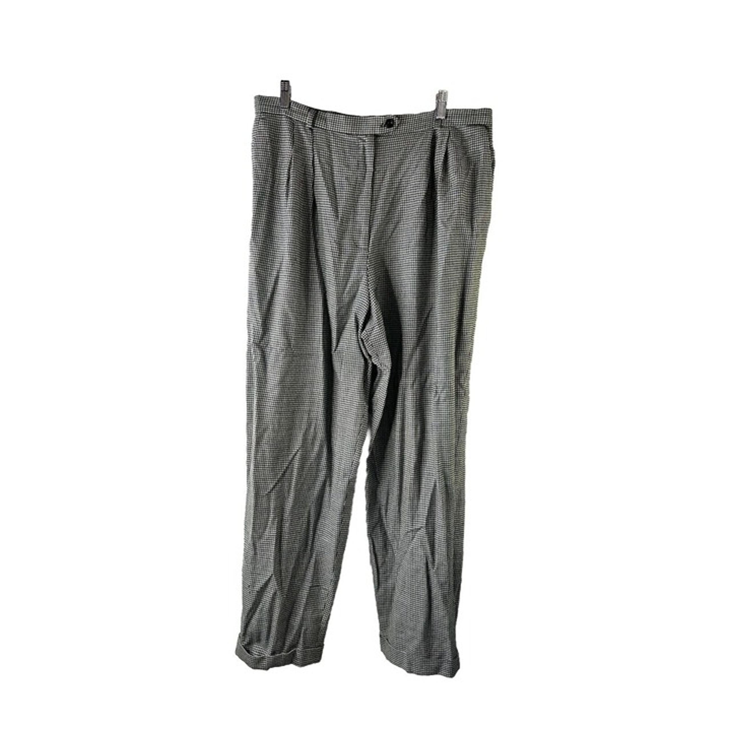 Vintage 90s Womens 18 Worsted Wool Houndstooth Pleated Cuffed Dress Pants USA