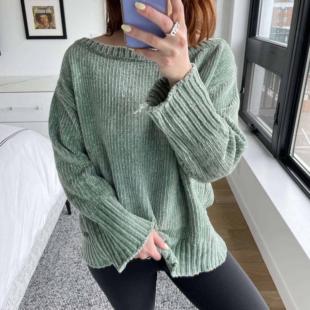 Callahan Chunky Knit Pullover Sweater Light Green Small