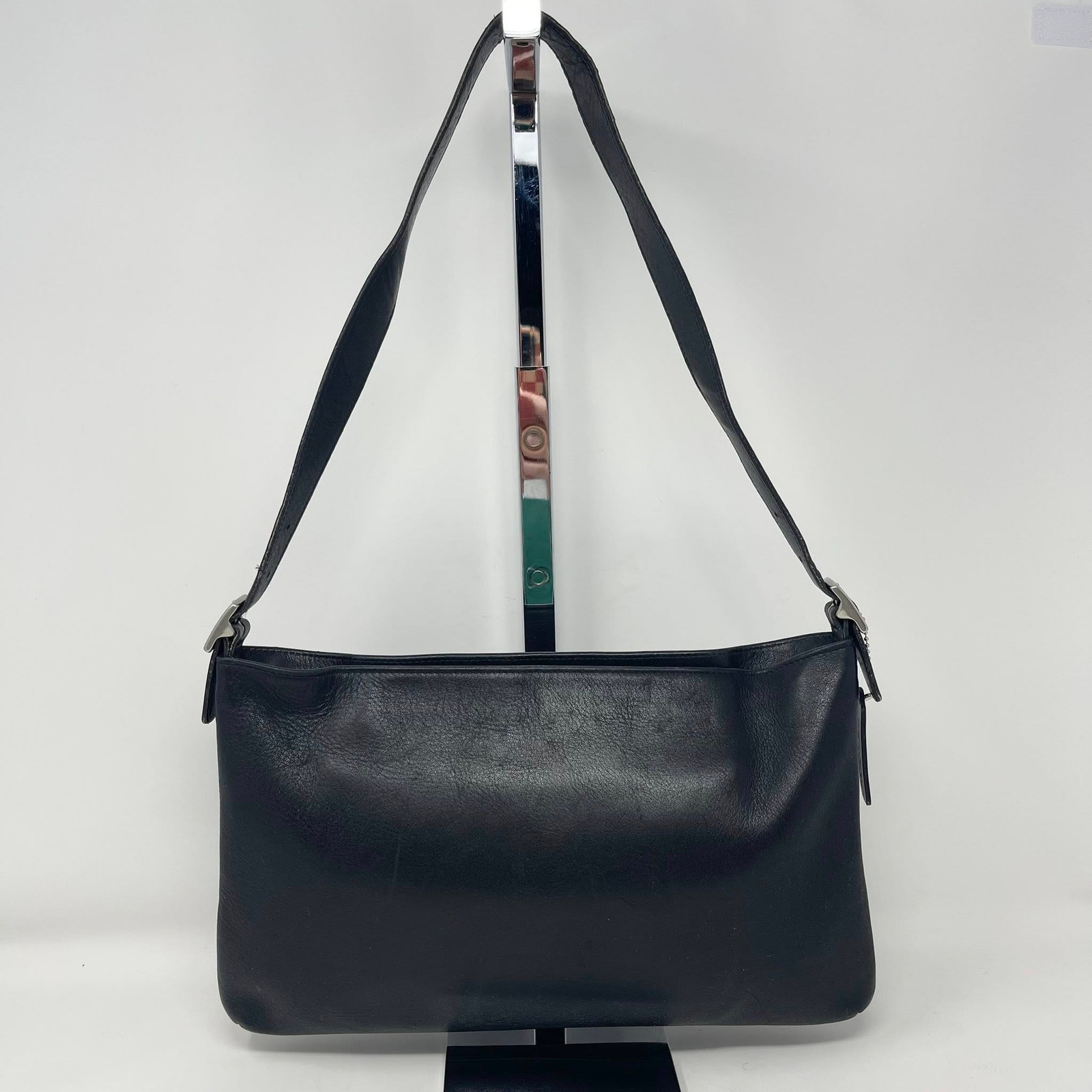 Vintage Coach #9407 Legacy Slim Black Leather Shoulder Bag USA Classic Hobo Work