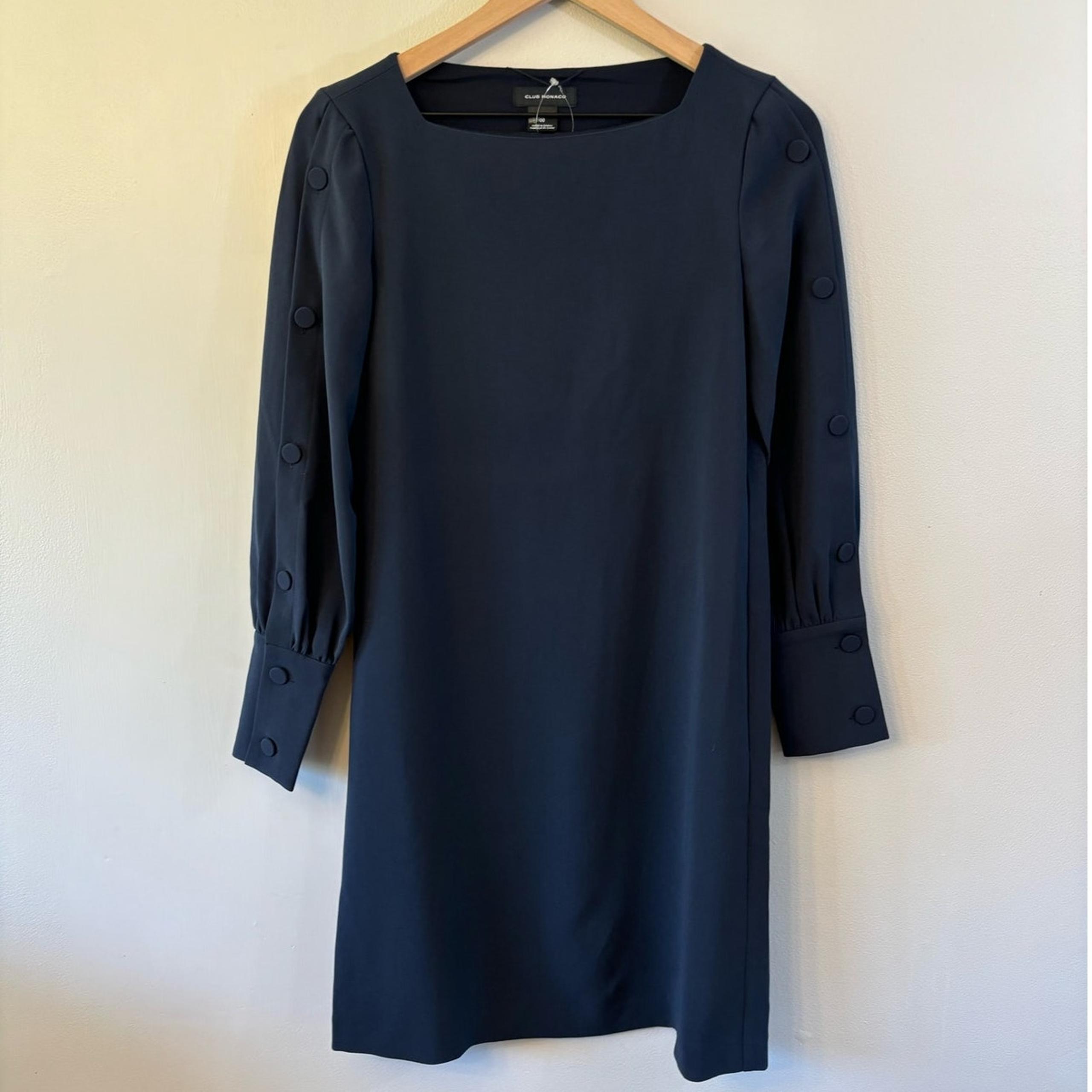 Club Monaco Women's Navy Long Sleeve Square Neck Dress Size 00 NWT
