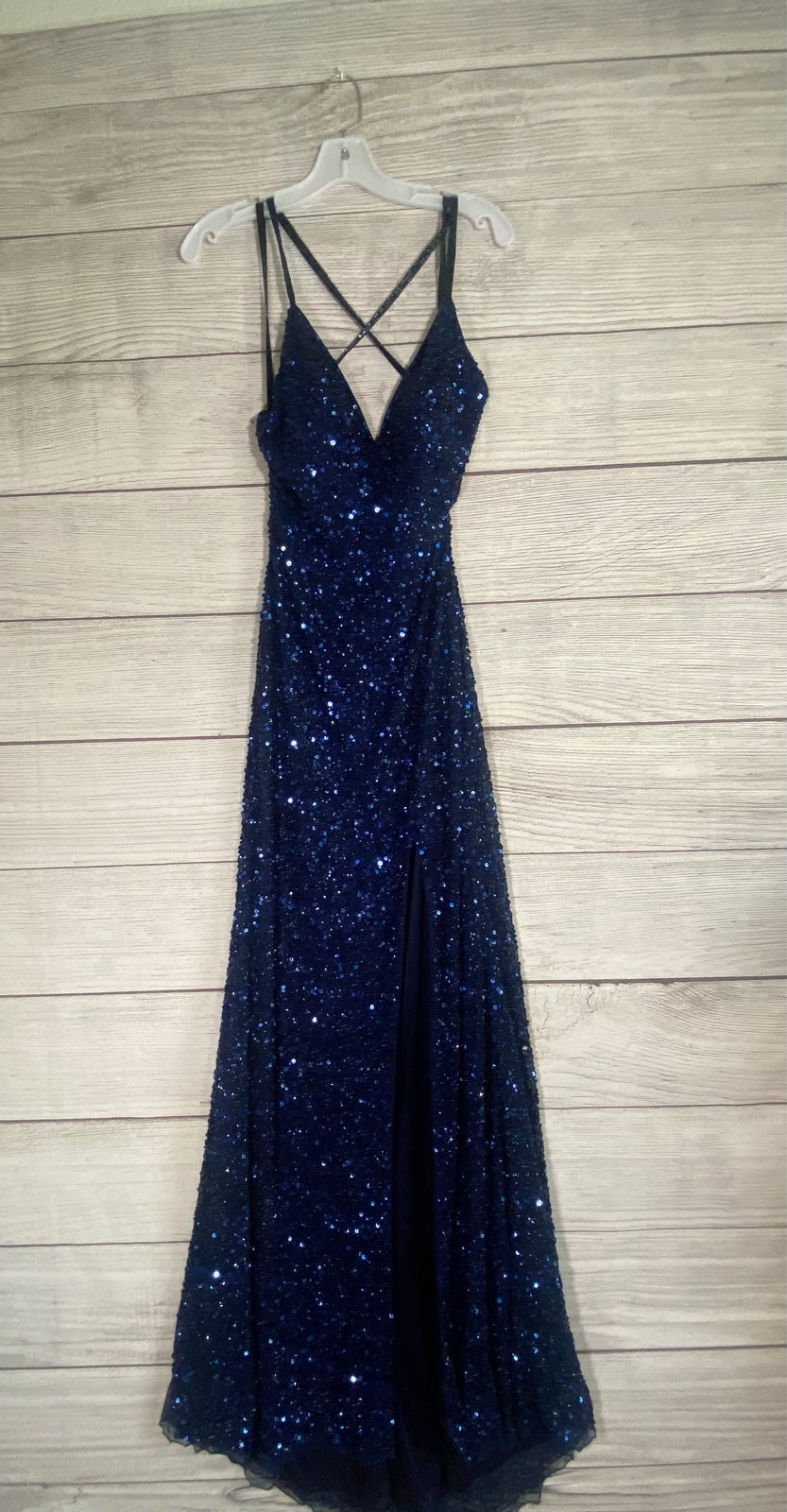 Stunning Blue sequence prom dress