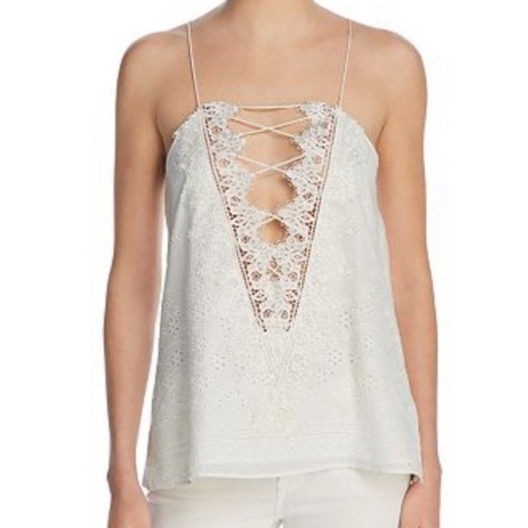 Cami NYC Charlie Eyelet White Tank Top Cotton Size Medium M