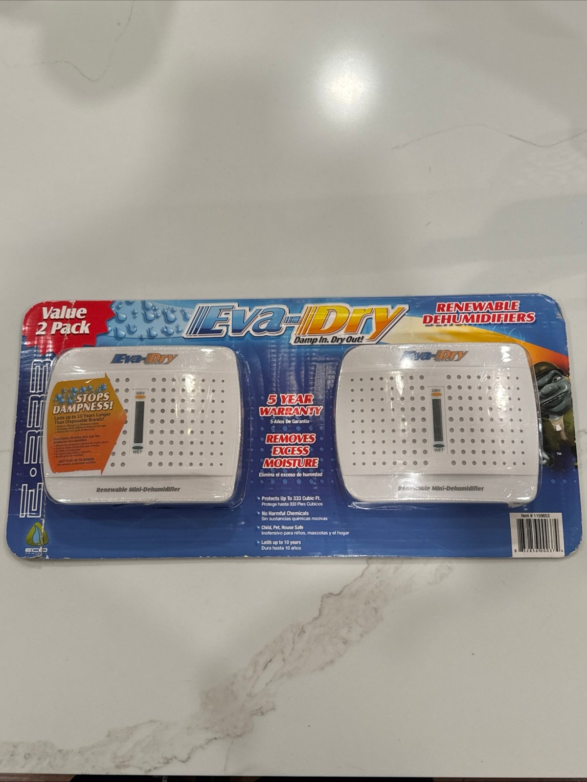 Eva-Dry 2 Pack E-333 Renewable Mini Dehumidifier Car Safe RV Boat Closet New