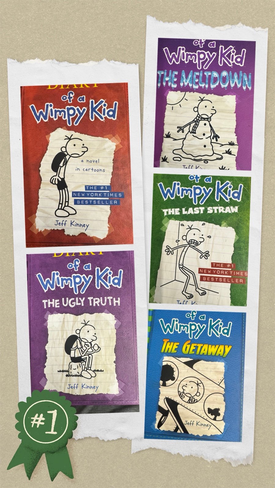 Diary of a Wimpy Kid Book Set of 5, The Last Straw, The Meltdown, The Getaway