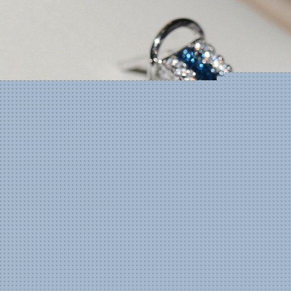 NEW 18K WT Gold Sapphire Omega Studs