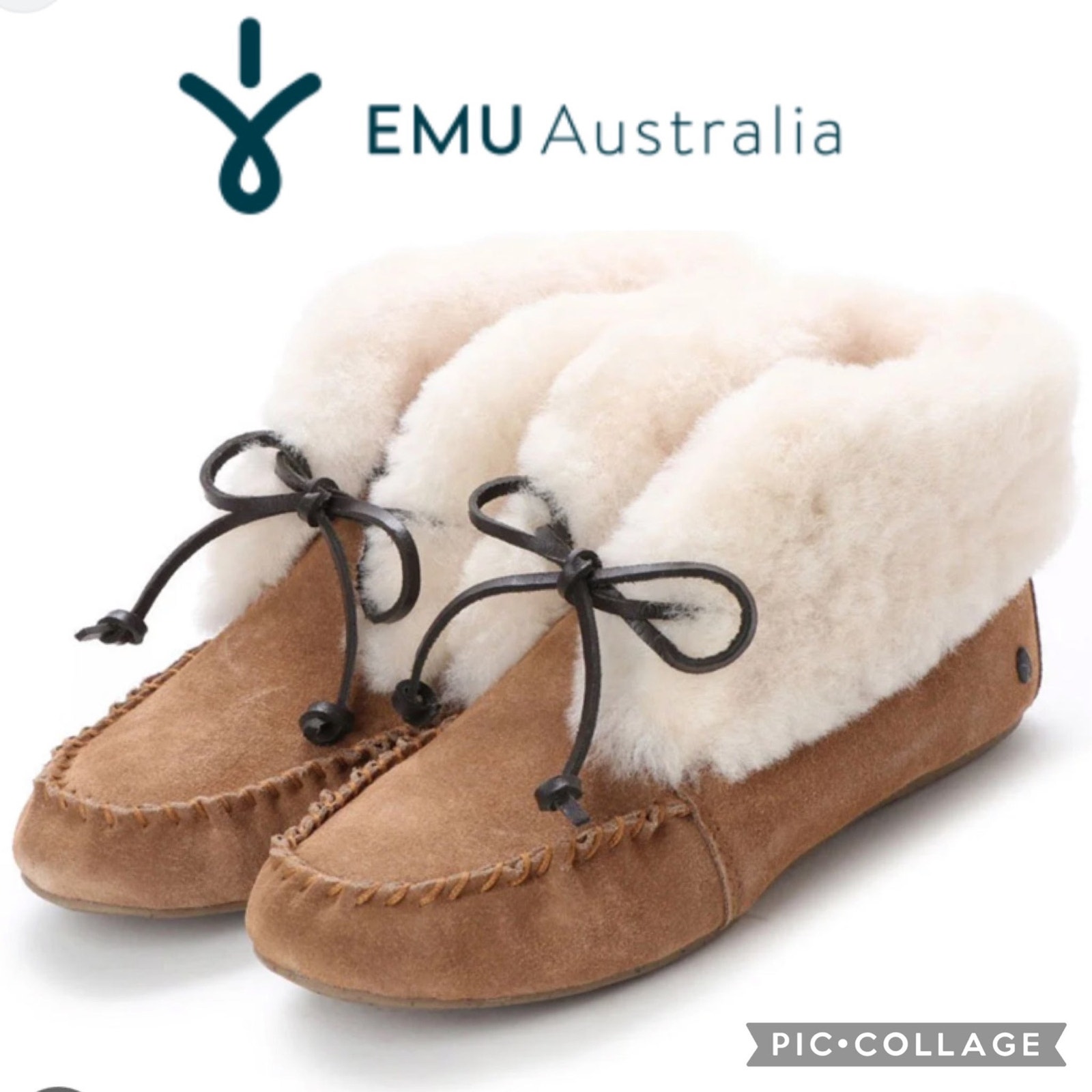 EMU Australia Burra moccasin slipper sheepskin in tan size 8