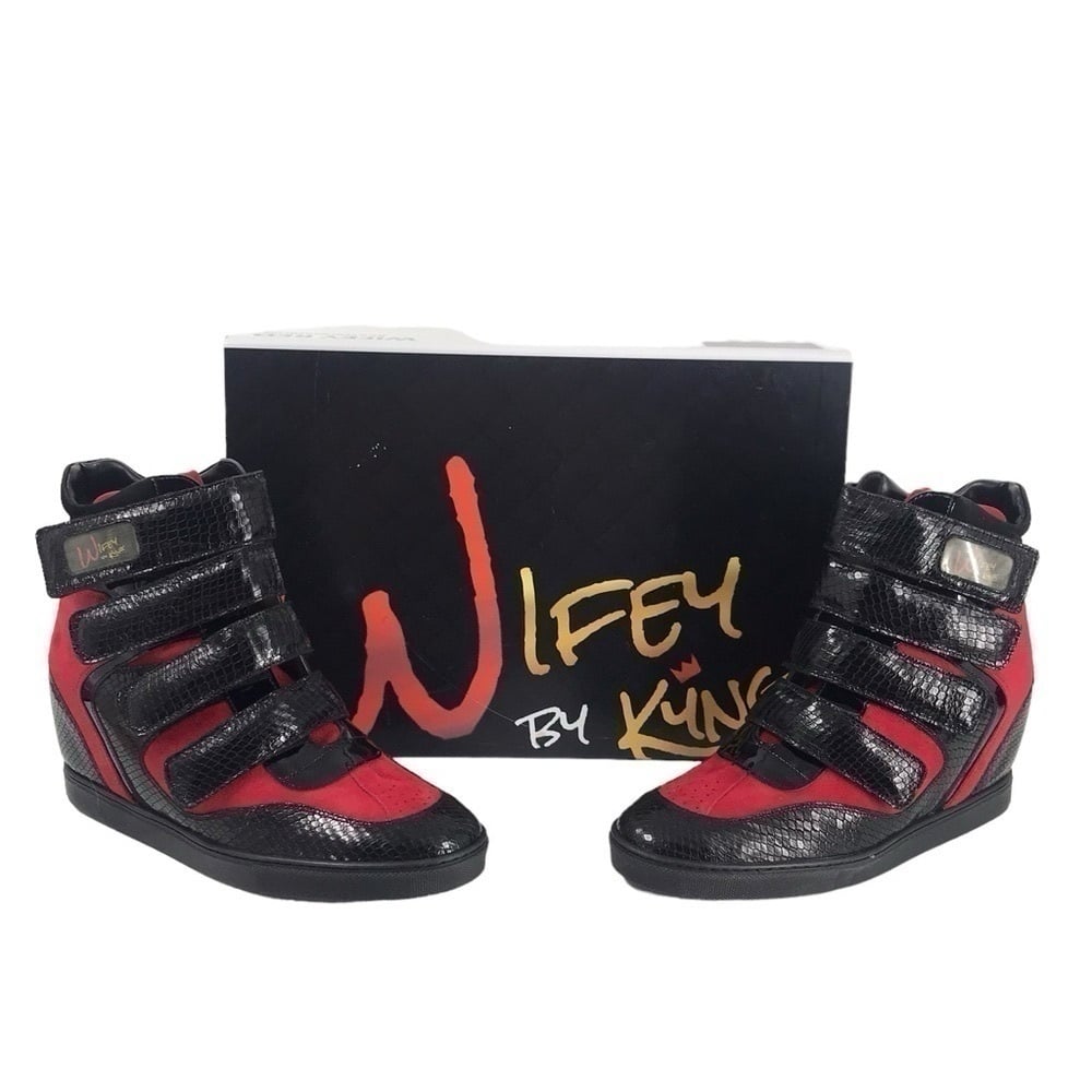 WIFEY RED WEDGE SNEAKER By Kyng Brand Co. WOMENS SIZE 9 CUSTOM CRAFTED 225