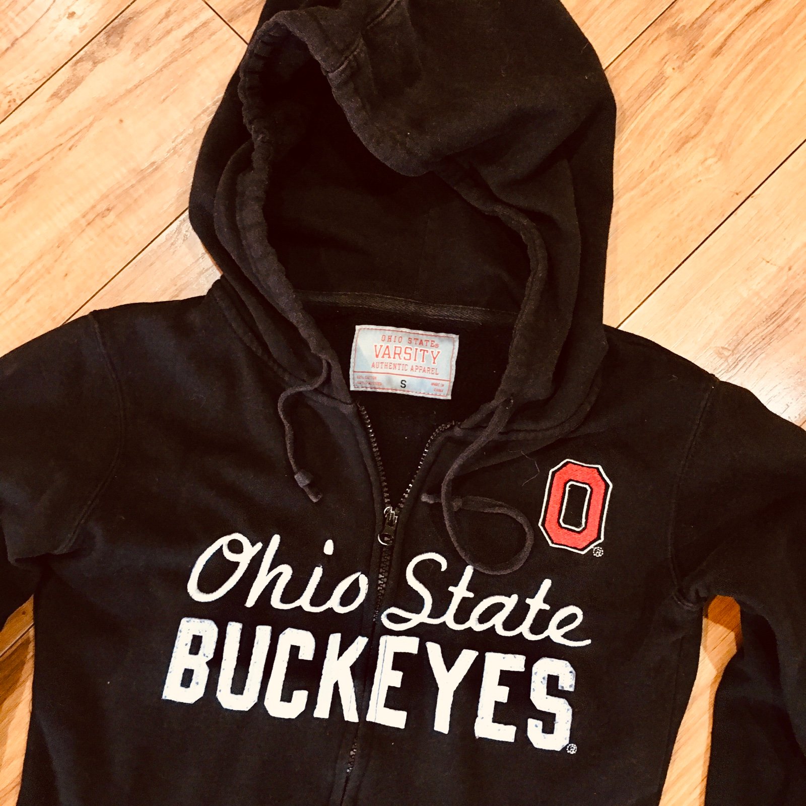Ohio State Buckeyes college sweatshirt hoodie Brutus zip front black small varsi