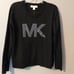 Michael Kors Women's Sweater Size L Black Crystal MK Logo Knit Sweater Top NWT