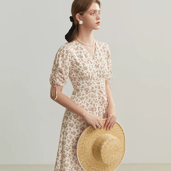 New French Style Floral Chiffon Dress Size 0