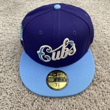 Chicago Cubs New Era 59Fifty Hat Fitted 7 1/4 Purple Blue Wrigley Side Patch Cap