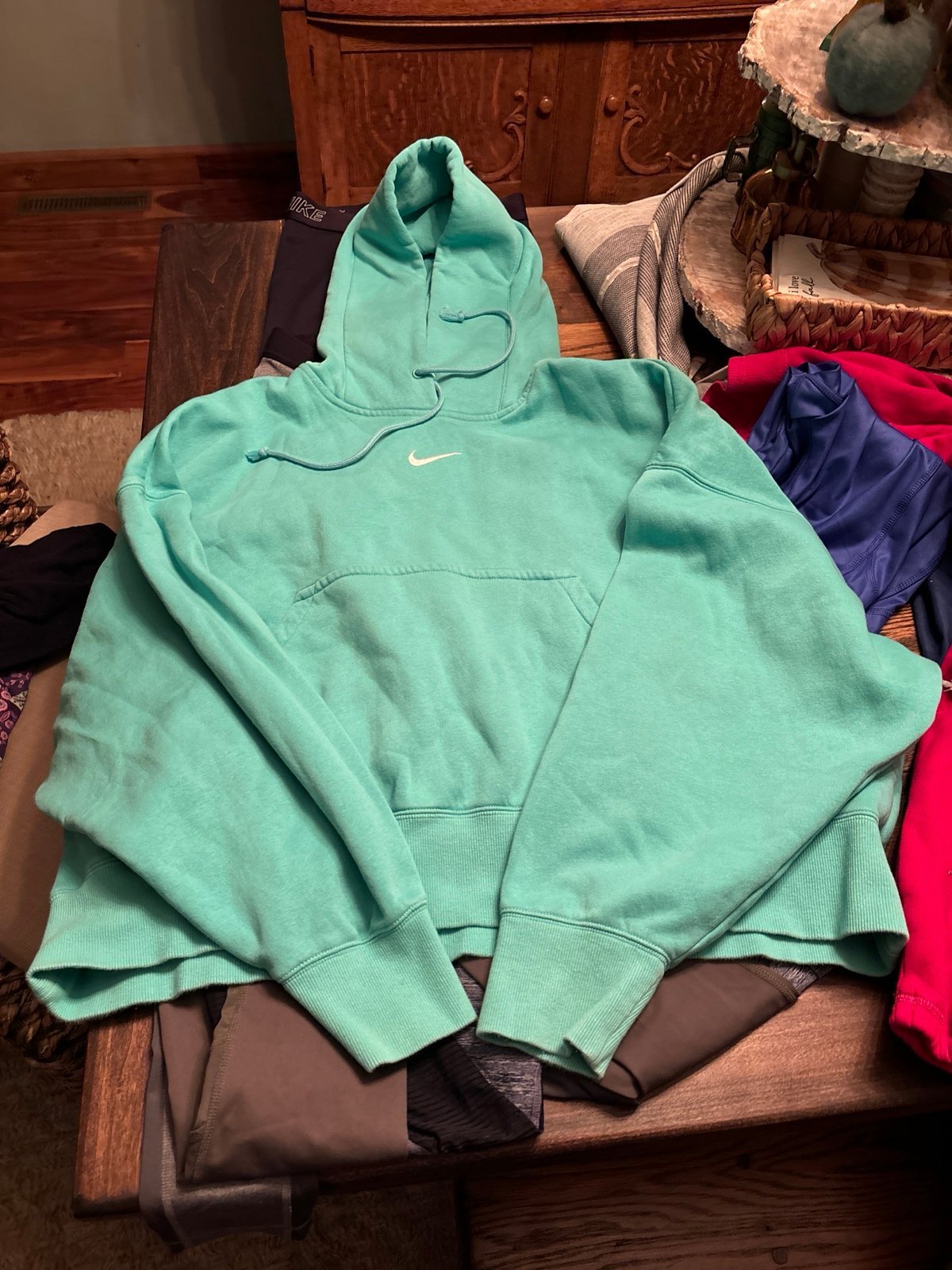 Teal nike crop hoodie