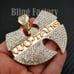 HIP HOP JEWELRY GOLD PLATED LAB DIAMOND ICED LARGE WU TANG BLING CHARM PENDANT