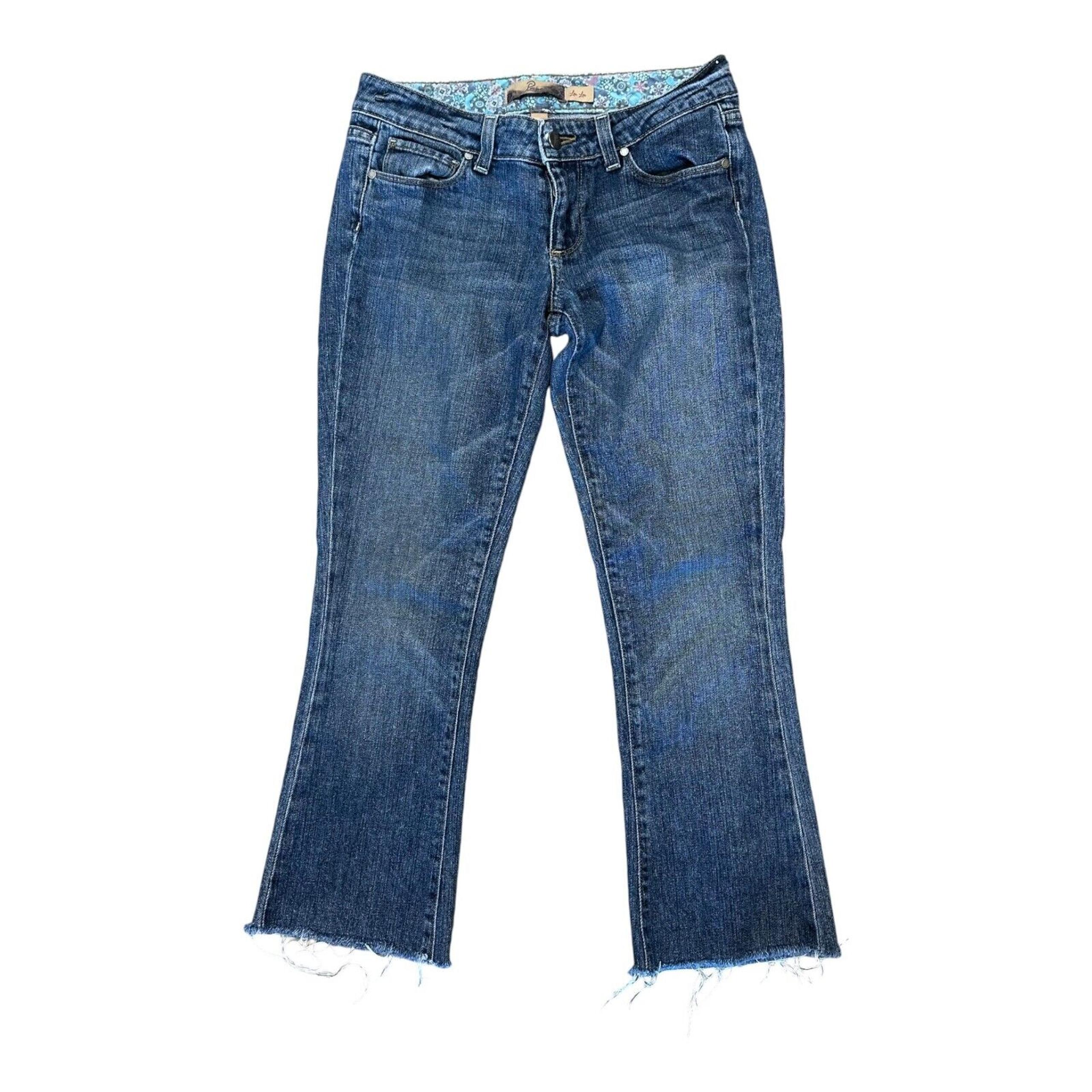 Paige Womens Lou Lou Cut-off Cropped Jeans Blue Denim Medium Wash Pockets 26