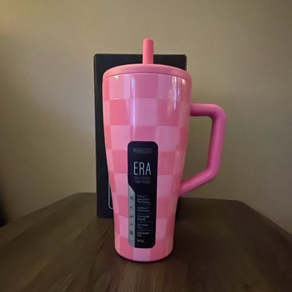 BruMate Era 30 oz. Straw Tumbler - Pink Checkered