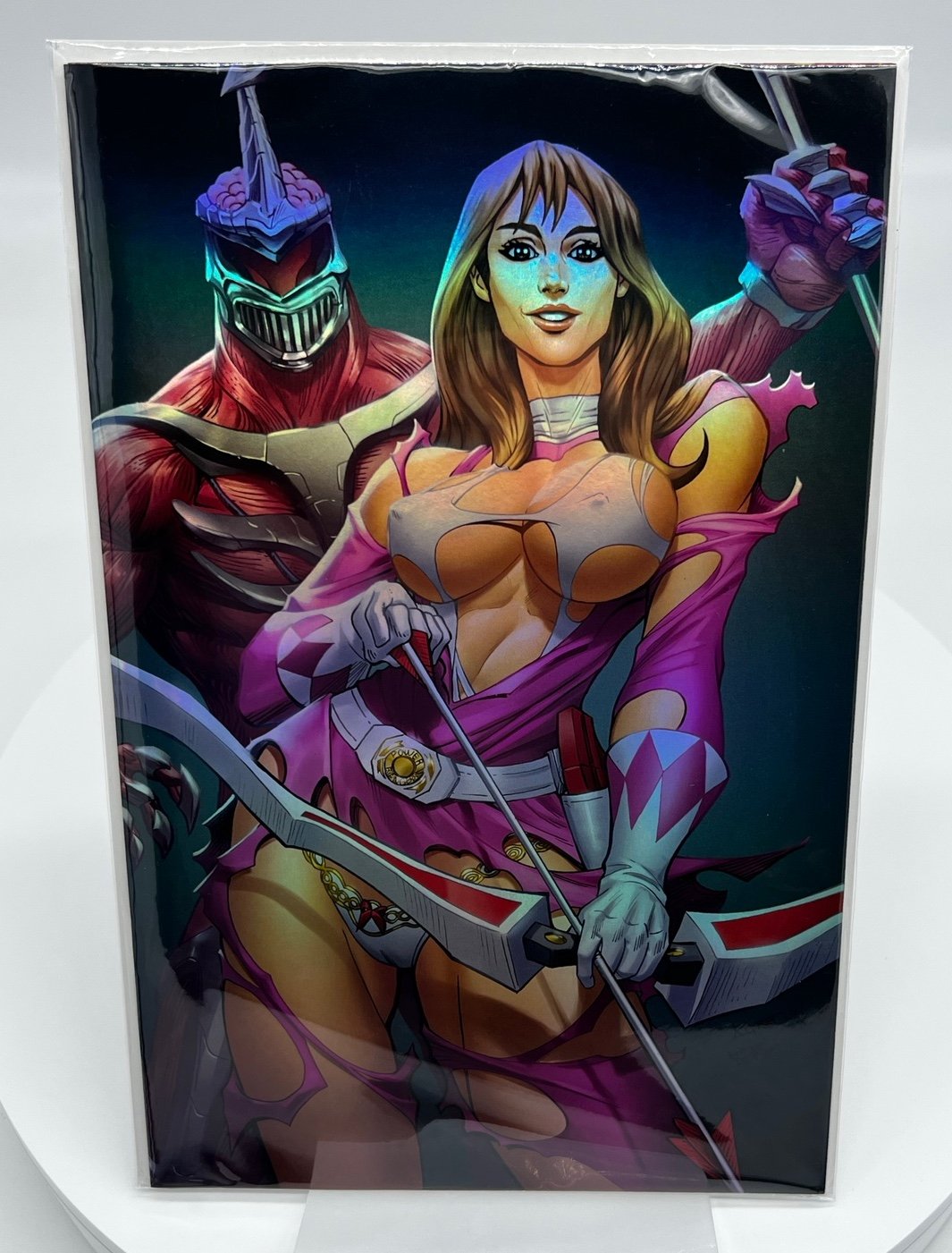 M HOUSE BATTLE DAMAGE PINK POWER RANGER ZEDD KIMBERLY ALFRET LE FOIL LIMITED 20