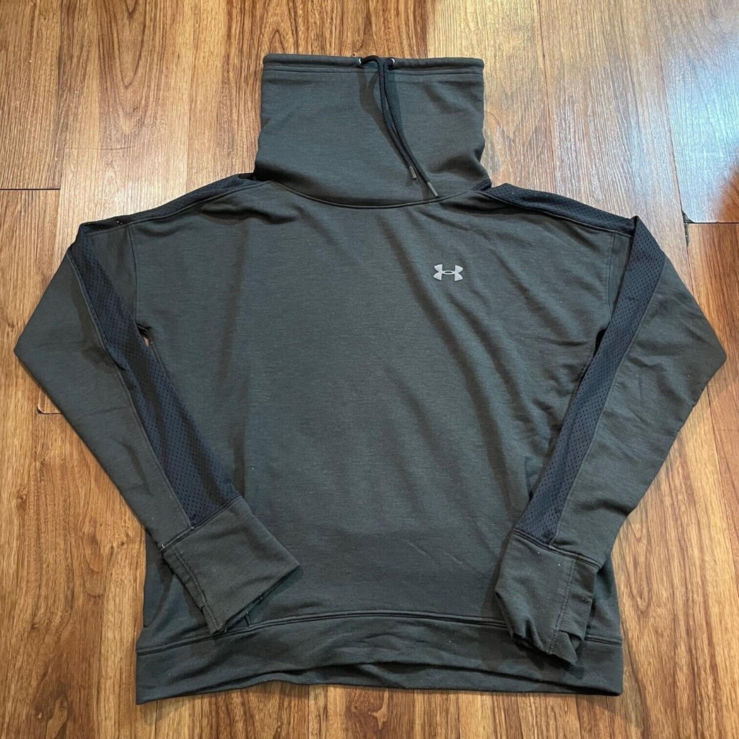 Under Armour Cowl Neck Loose Pullover LS Sweater Thumbholes Womens M Gray