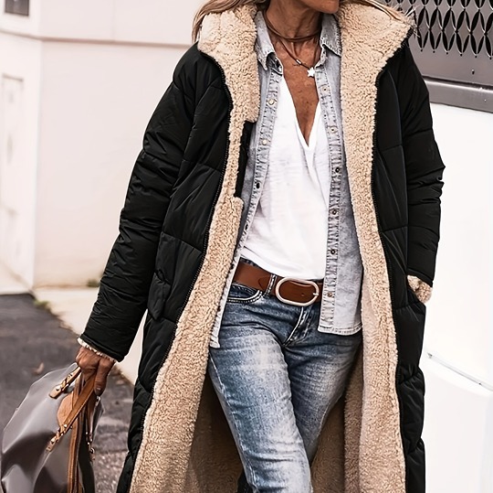 Ladies Casual Warm Reversible Coat-J43SD