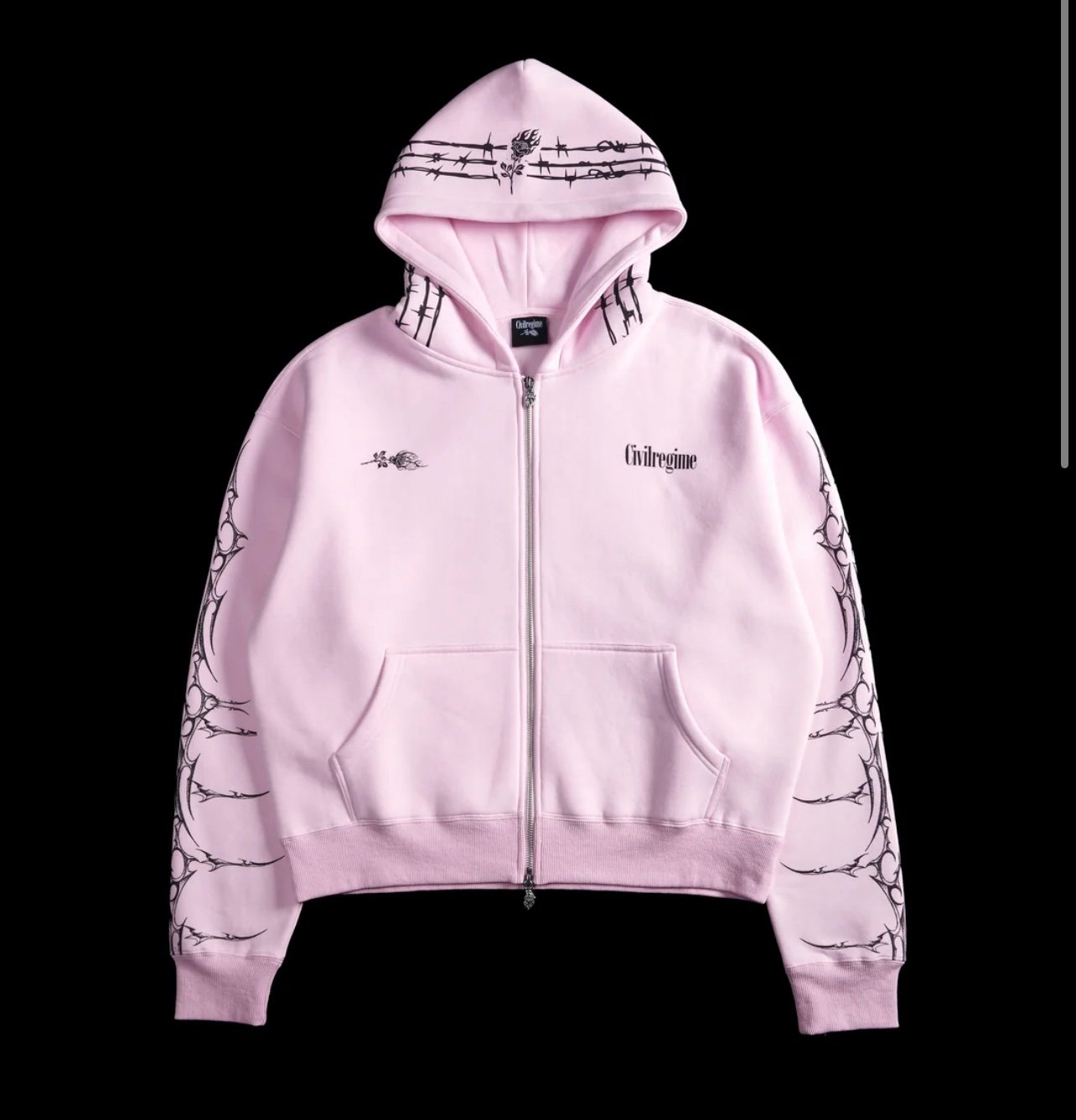 CORE BRIGADE ZIP UP HOODIE IN SOFT ROSE X CIVILREGIME