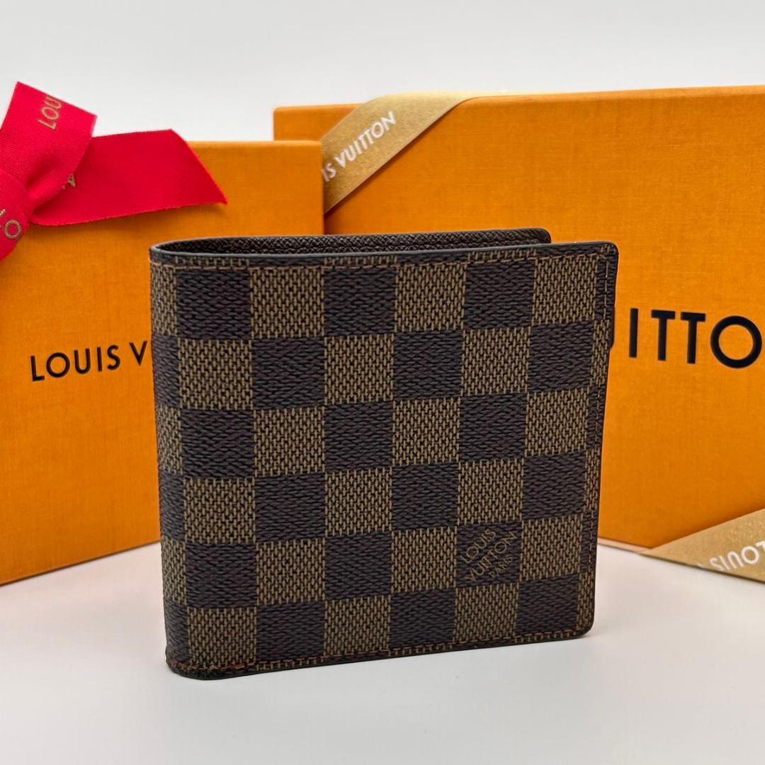 Louis Vuitton Portefeuille Marco Damier Bifold Wallet Brown Unisex