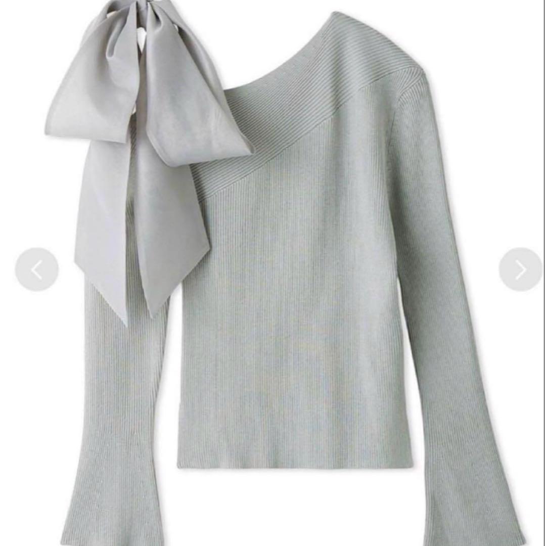 Snidel Shoulder Ribbon Knit Top Mint