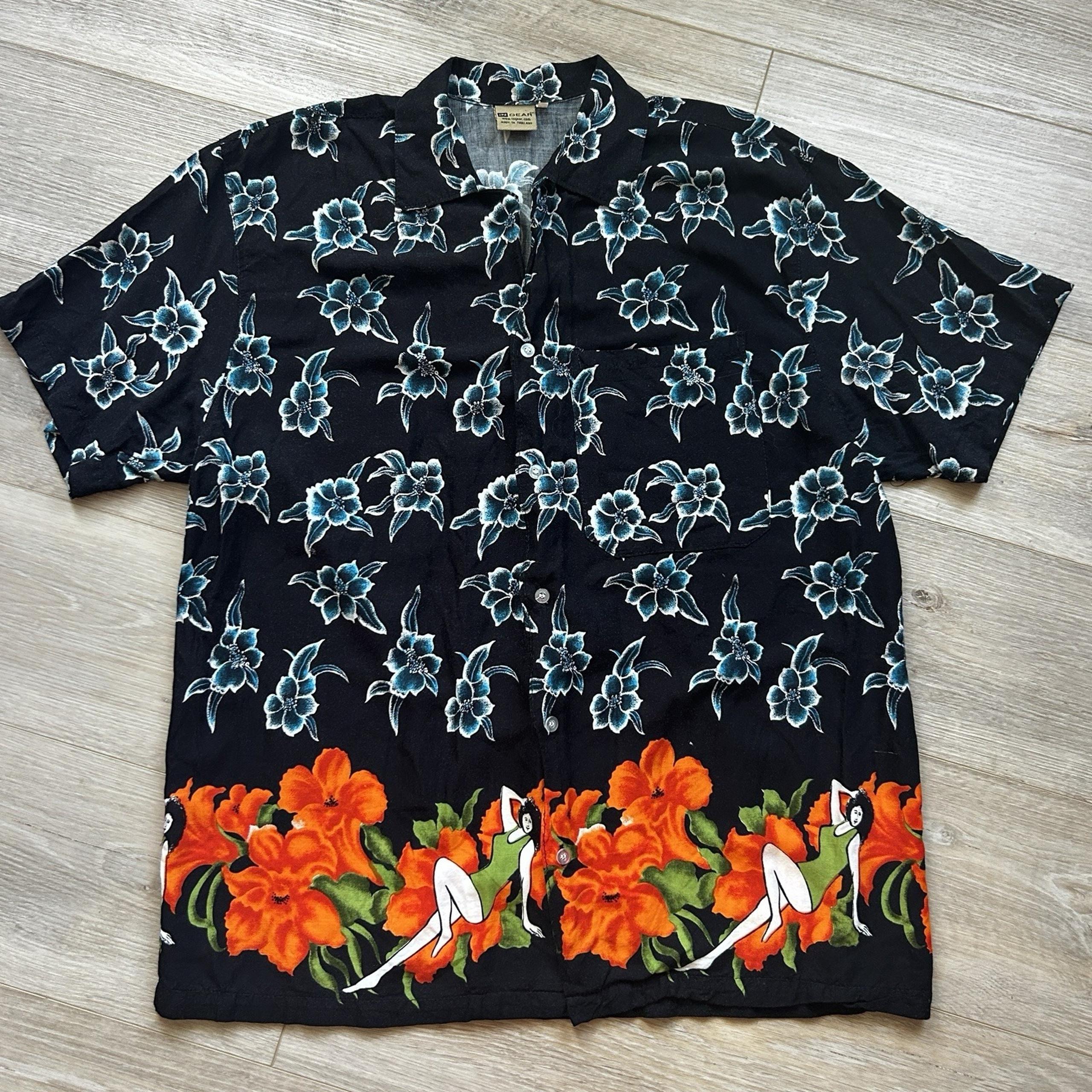 IN GEAR Hawaiian Shirt Pinup Girls Men's Size Large