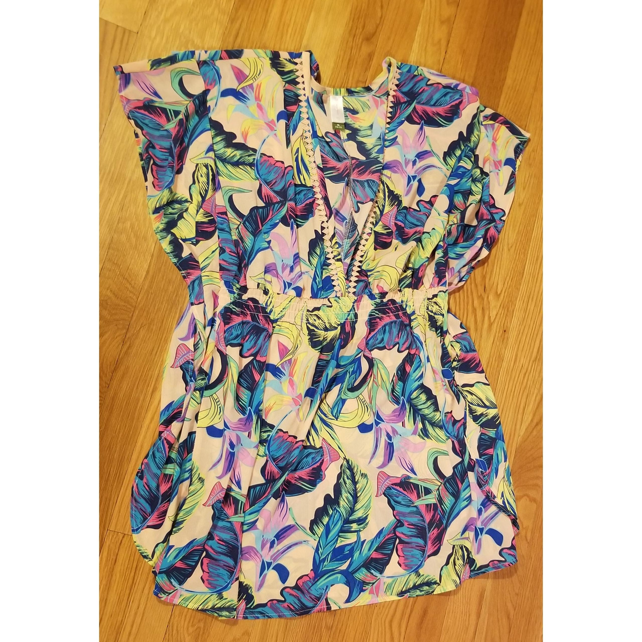 XL (15-17) Pink & Blue Floral Swimsuit Cover up by No Boundaries