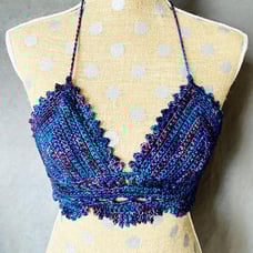 Blue Crochet Crop Top