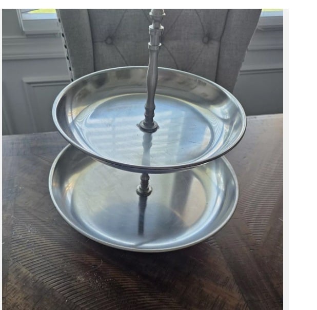 2-Tier Serving Tower Tray Platter Dish BLESSED THANKFUL Thanksgiving