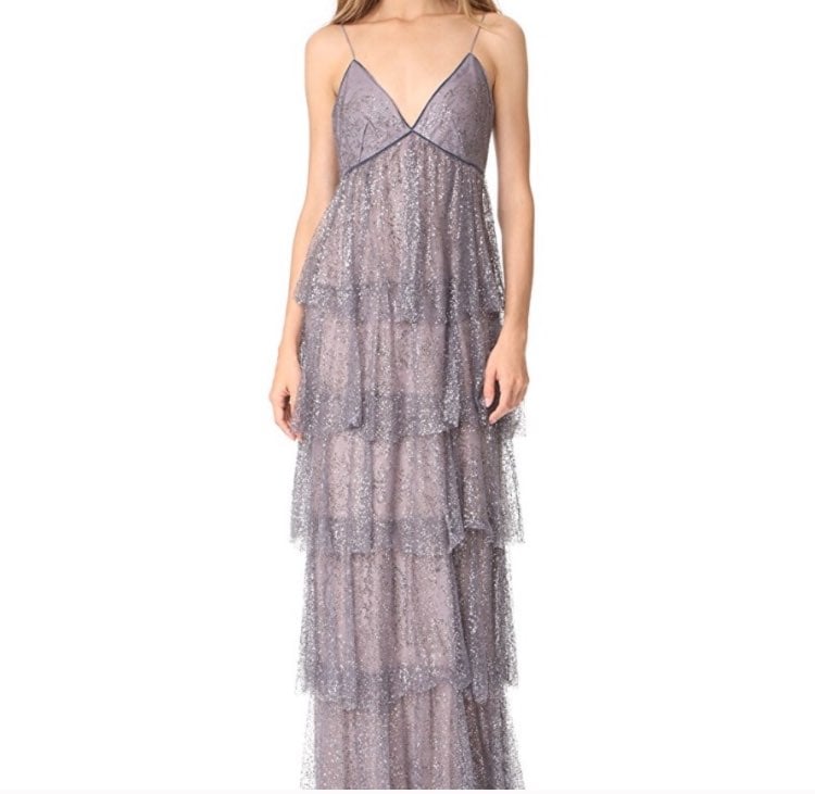Marchesa Notte glitter tiered gown