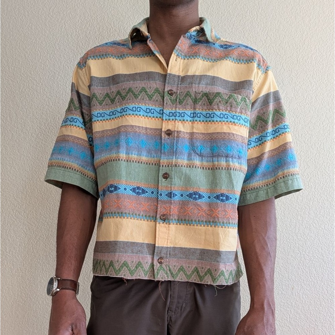 The Territory Ahead Men's L Bushwacker Dobby Stripe Boxy Cropped Shirt (Custom)