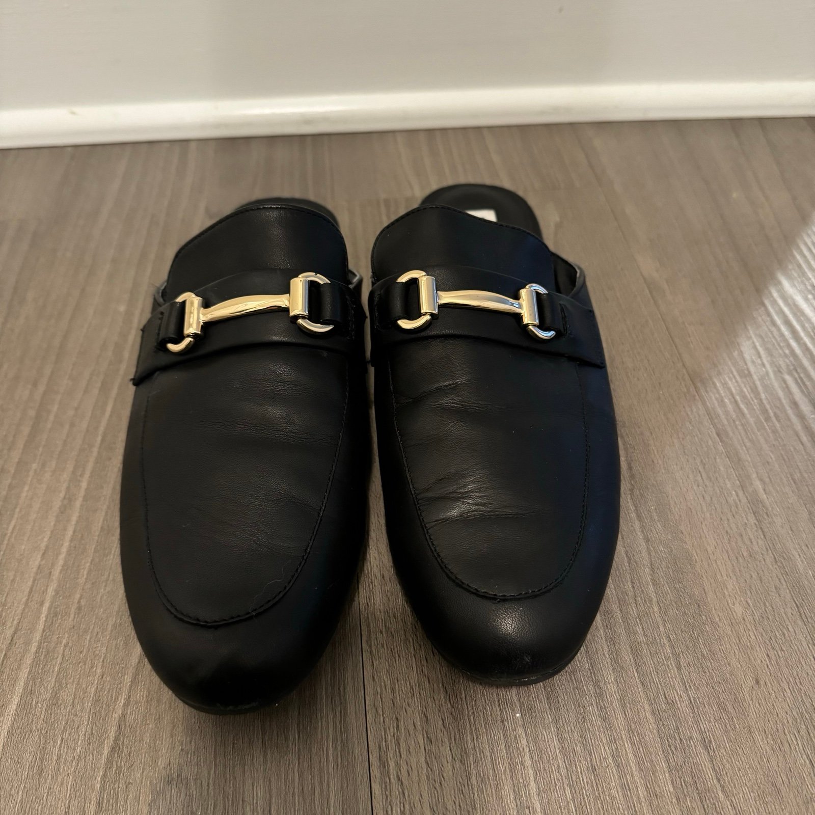 Steve Madden KANDI Black Leather loafer-slide, size 9.5 women's