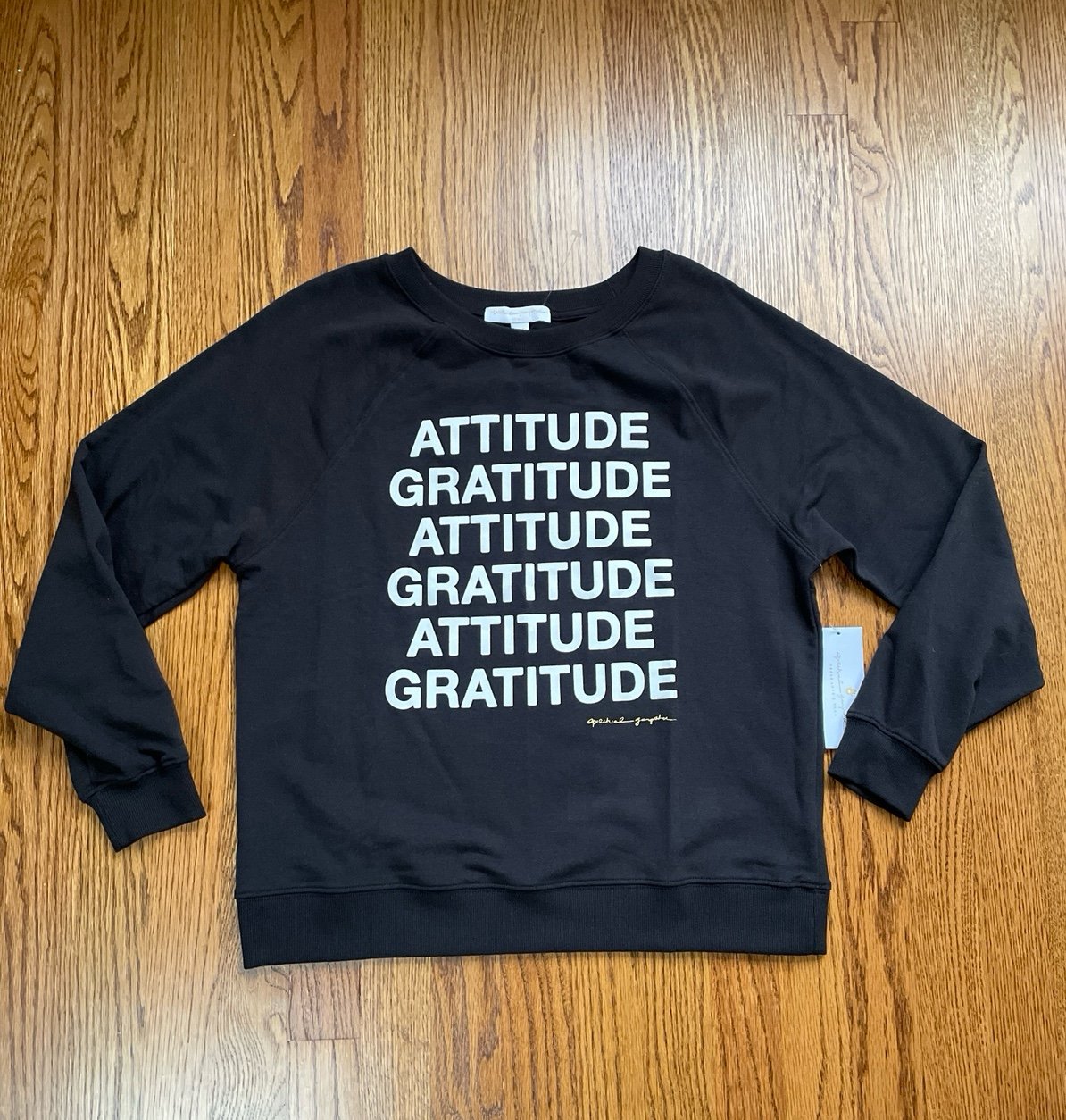 Spiritual Gangster Womens Size XS Black Gratitude Gemma Loose Sweatshirt NWT 98