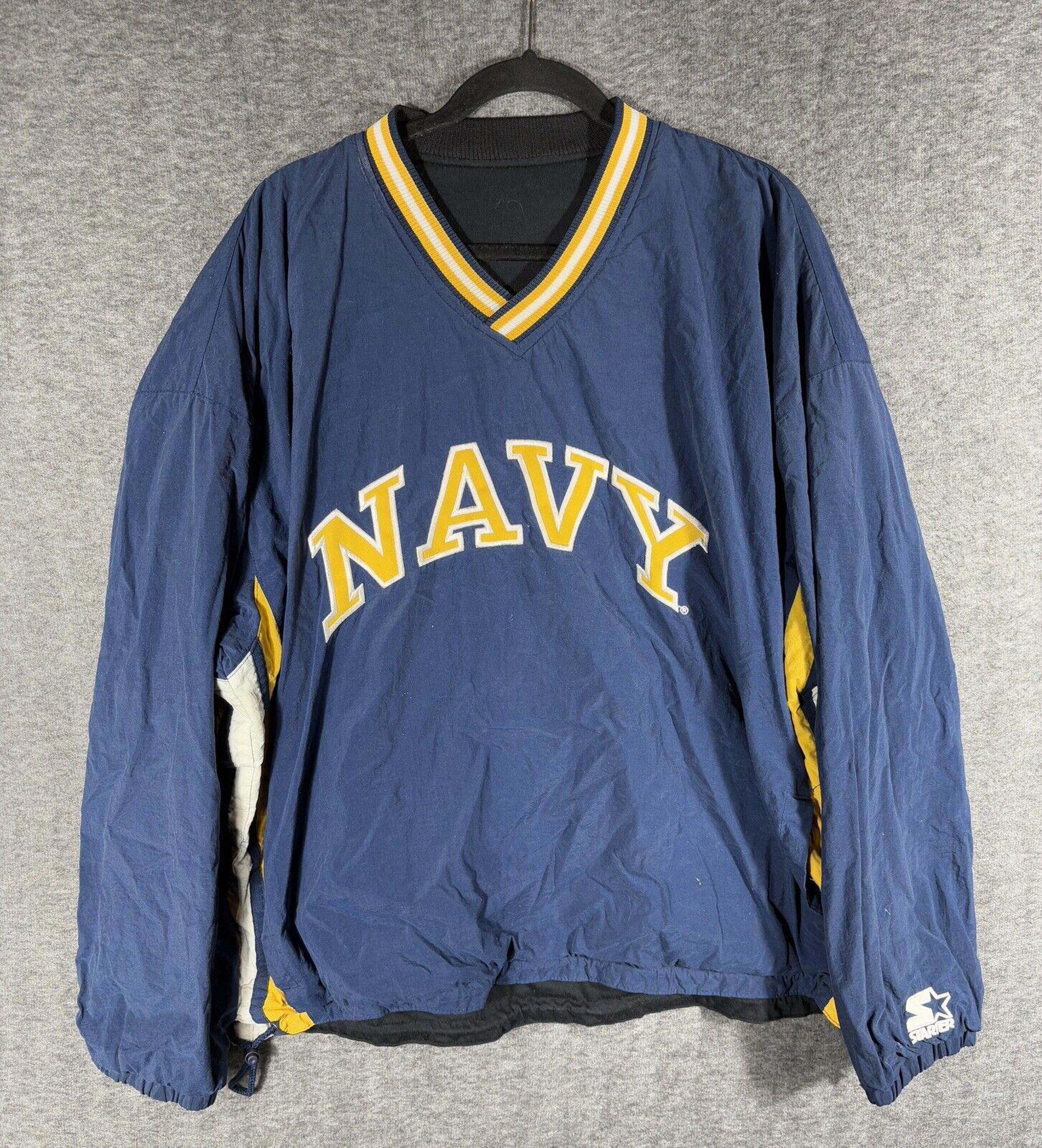 Vintage Starter Navy Pullover V-Neck Windbreaker Jacket Insulated Mens Size XL