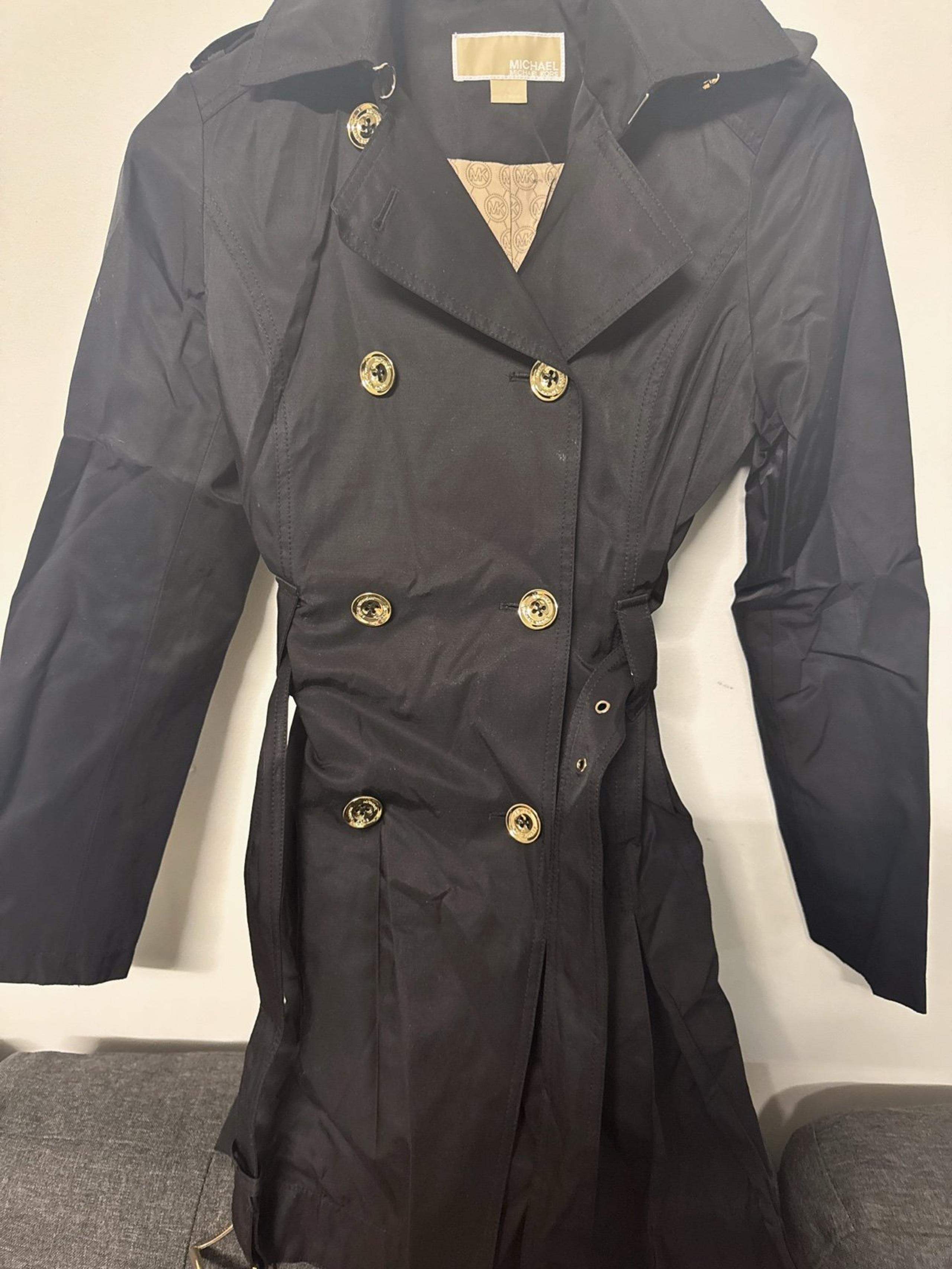 Michael Kors Women's Black Double-Breasted Trench Coat