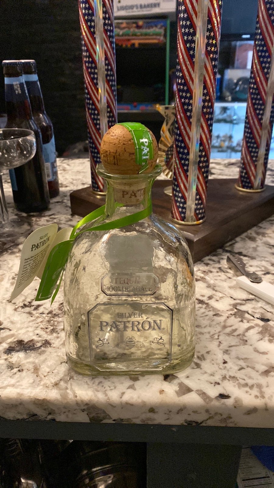 Empty patron bottle