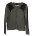 Ann Taylor Button Front Black Lace Shoulder Gray Cardigan Sweater Women's Size M
