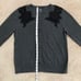 Ann Taylor Button Front Black Lace Shoulder Gray Cardigan Sweater Women's Size M