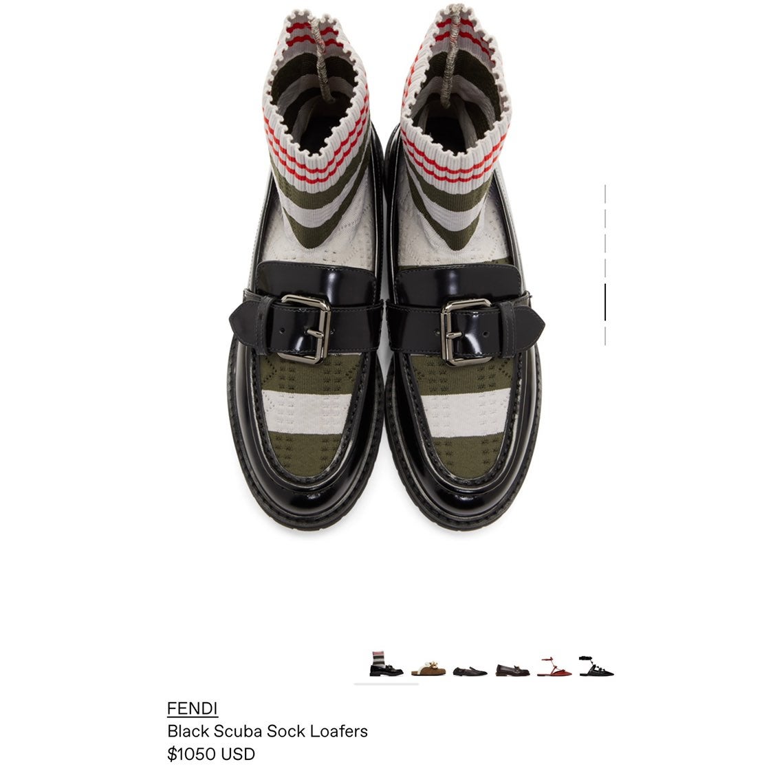 Fendi rockoko leather scuba sock loafer size 36 1/2