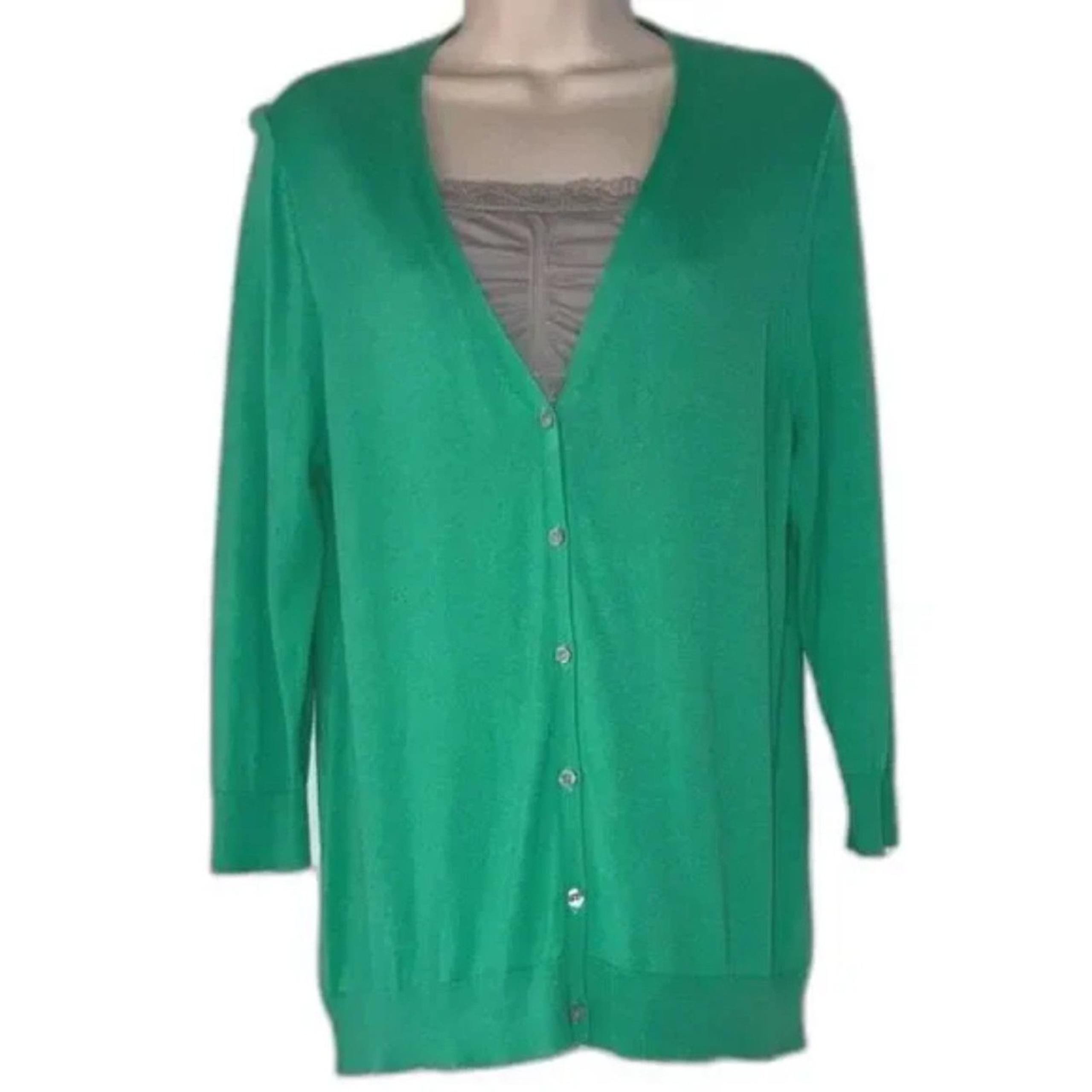 OLD NAVY Button Down V Neck Cardigan Long Sleeve Green Sweater Womens Large