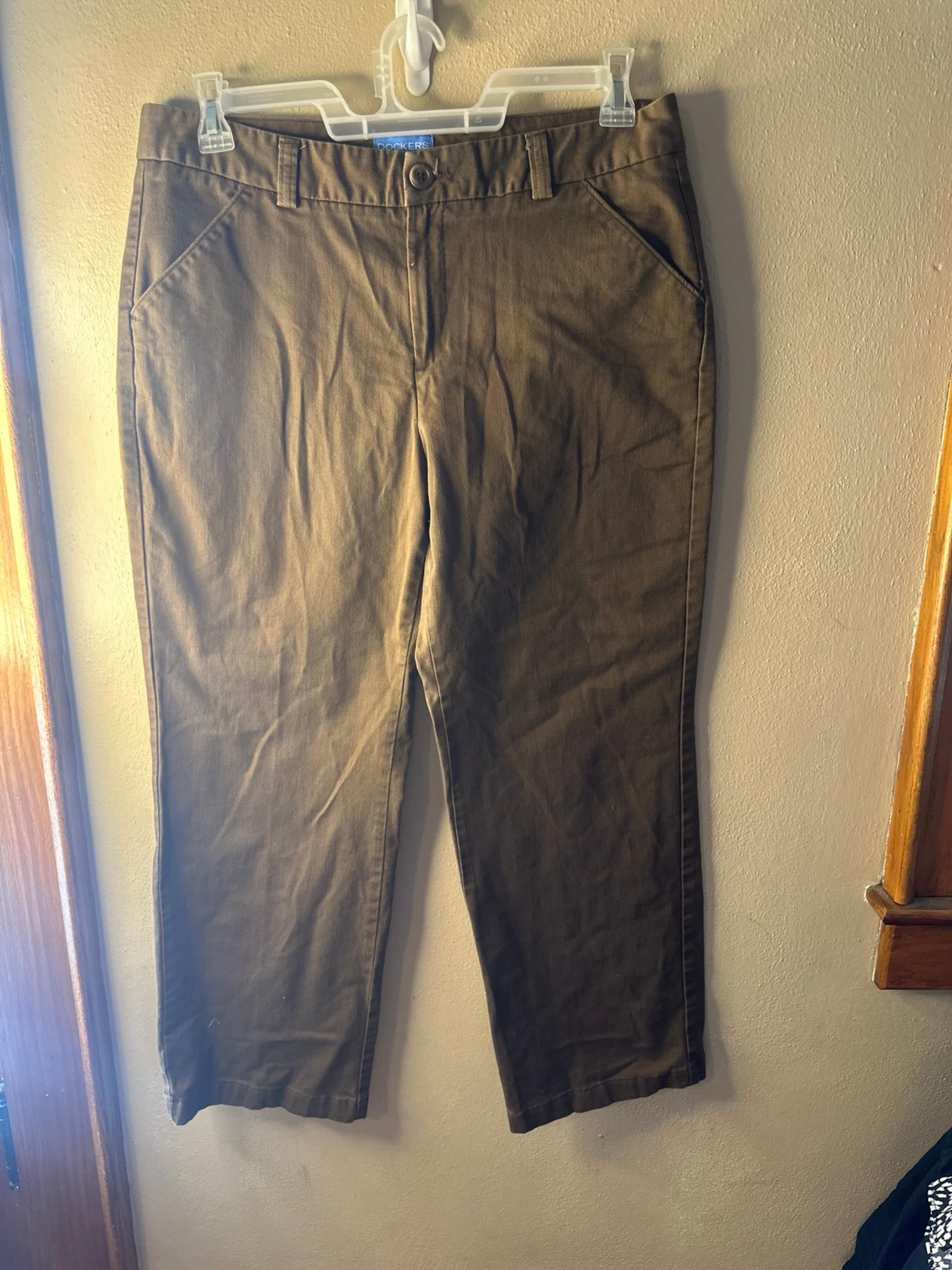 DOCKERS Size 16P PETITE Womens Brown SURE FIT WAISTBAND Stretch TROUSER Pants
