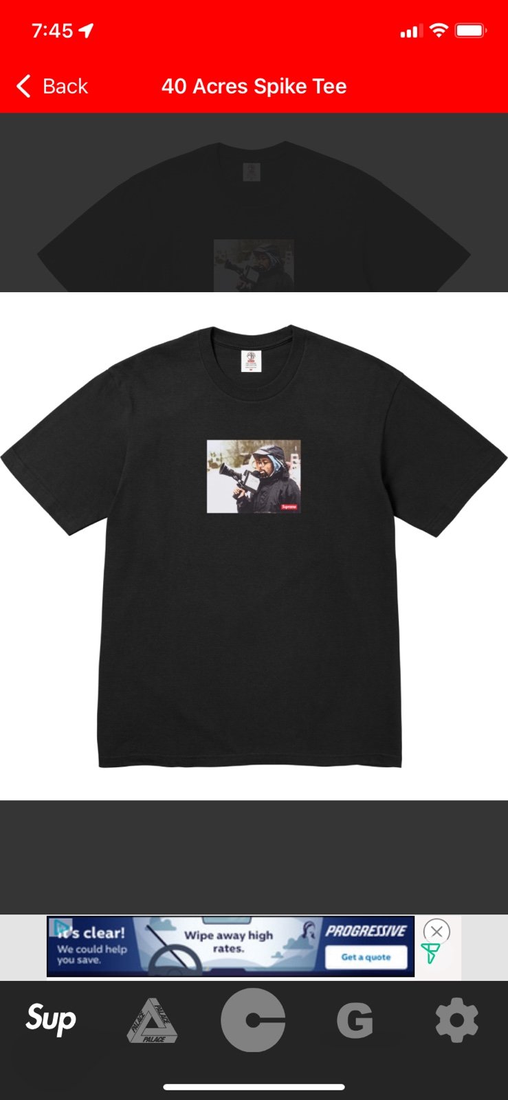 Supreme 40 Acres Spike Lee Tee T-Shirt Black Size XL