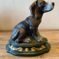 Vintage Wright Studios Large Cast Iron Hand Painted Beagle Door Stop