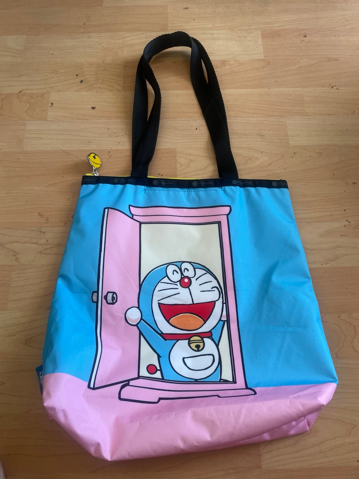 LESPORTSAC Doraemon 50th Anniversary Tote Bag Blue Pink RARE 13x12”