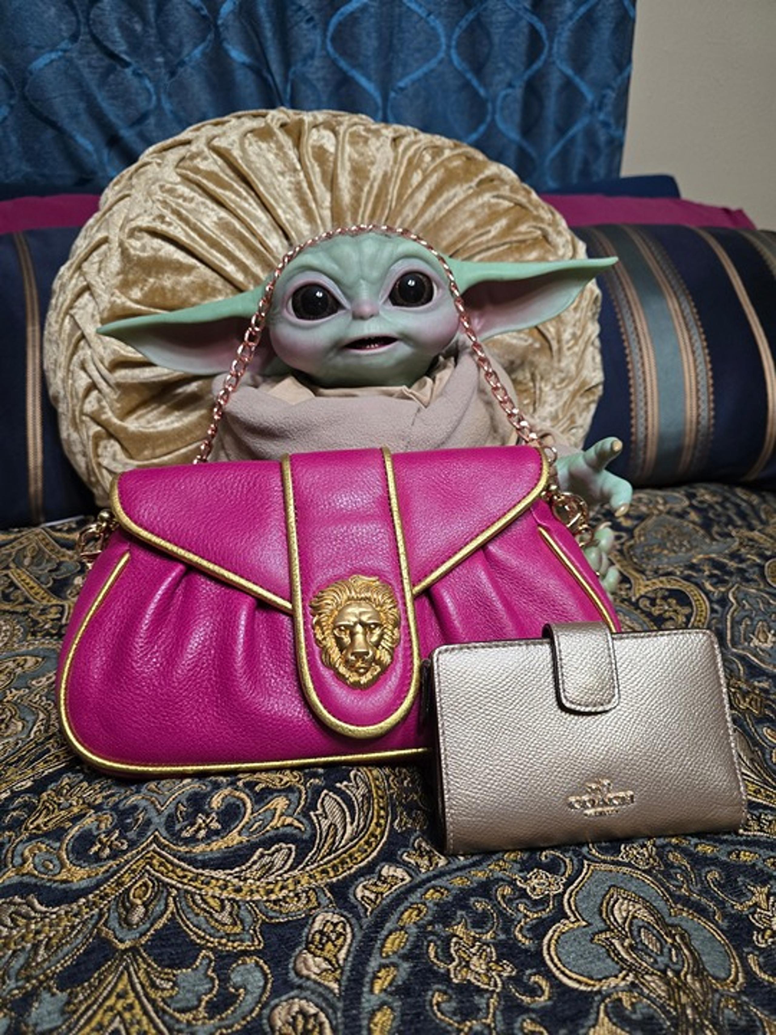 Dooney Hayden Panettiere Hot Pink Pebble Leather Gold Lion Head Clutch w/wallet