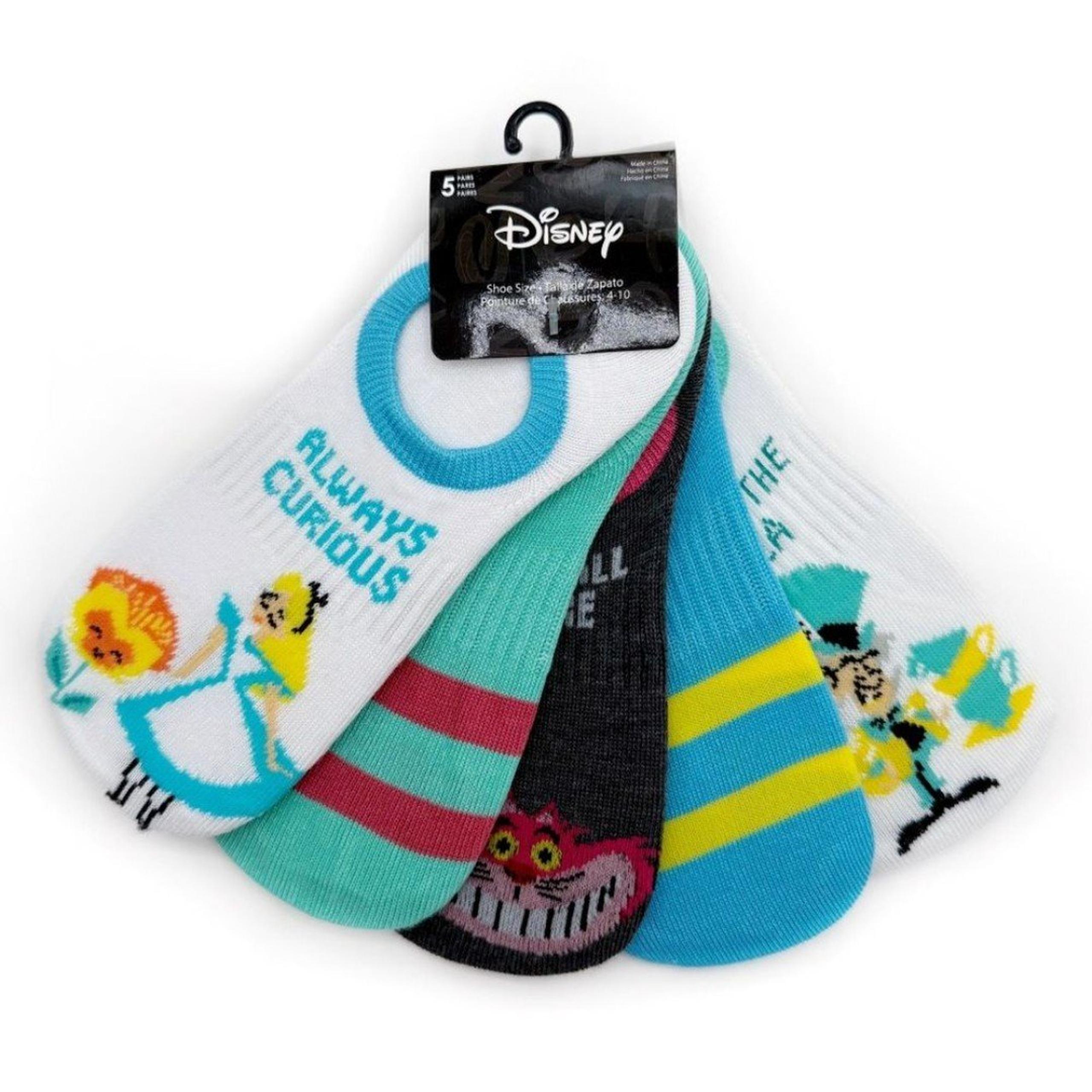 Disney Alice in Wonderland Womens No Show Socks Mad Hatter Cheshire Cat Fun Gift