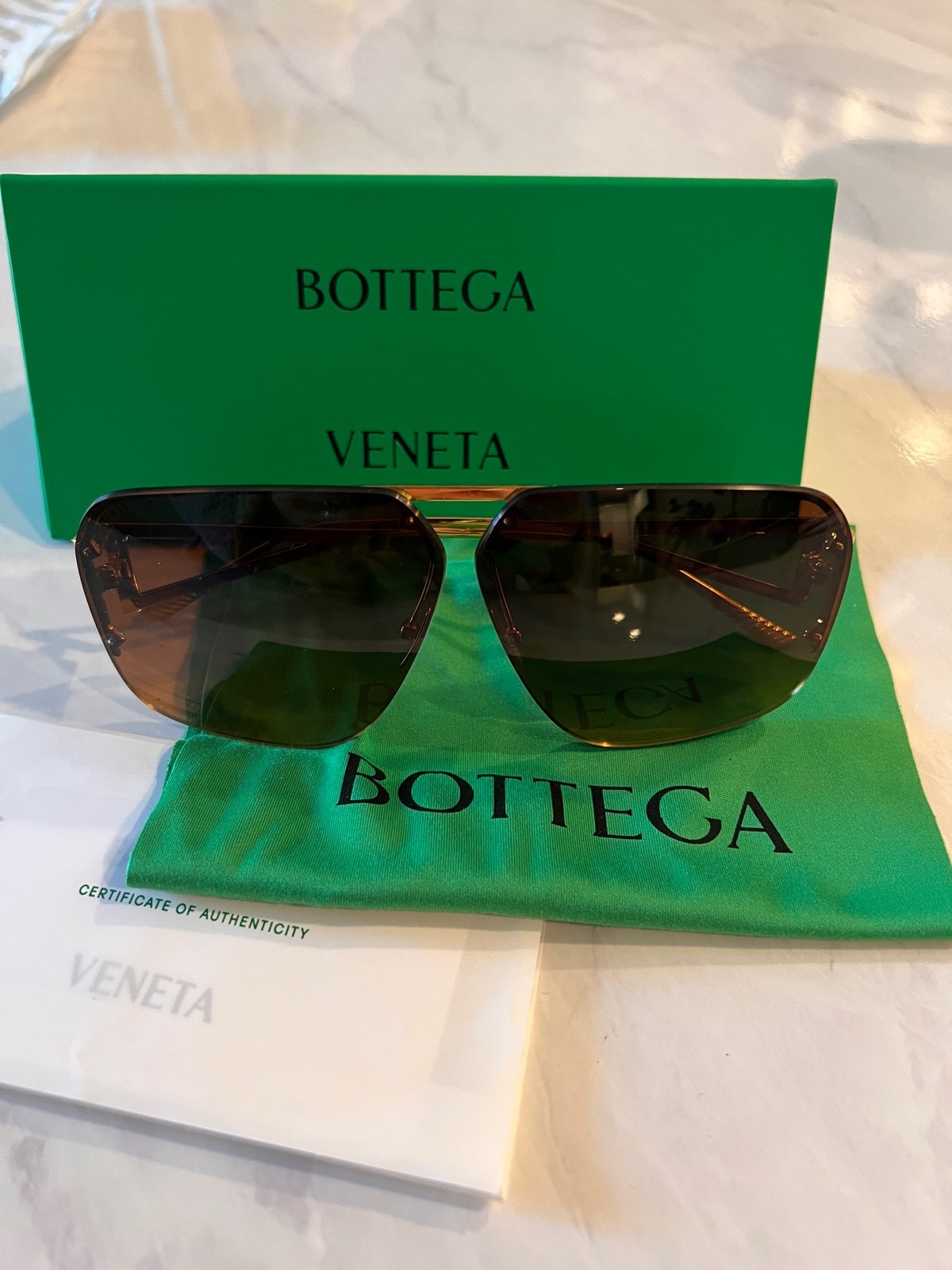 Bottega veneta sunglasses gold and brown