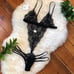 NWT Sexy Black Lace Eyelash Stretch Lingerie Strappy Bodysuit